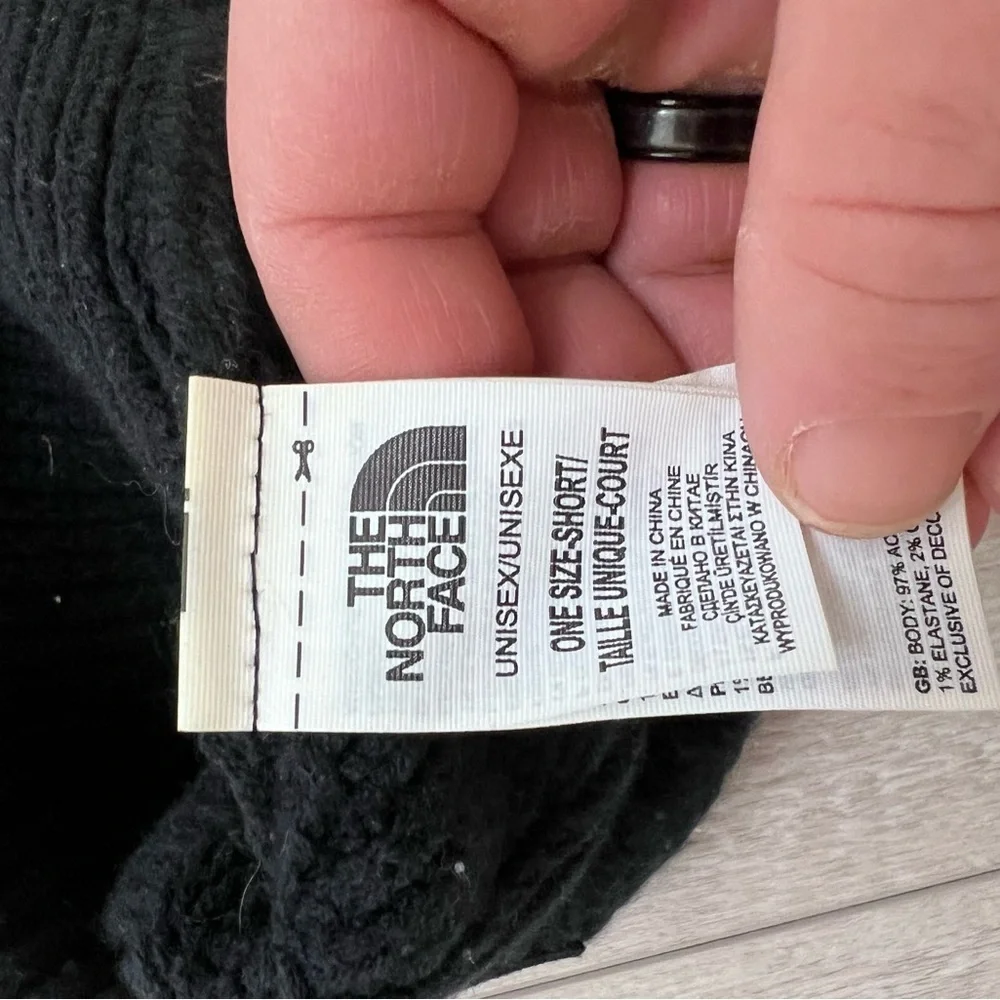 The North Face Black Knit Beanie Hat | Logo Patch | One Size